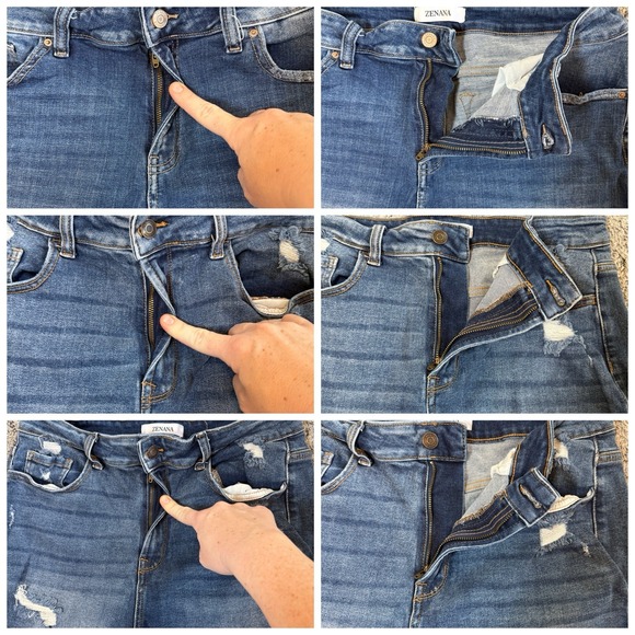 Lot of 3 Pairs Zenana Denim Hi Rise Dark Wash Cutoff Shorts Women's Size XL - Picture 8 of 12